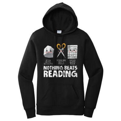 Rock Paper Scissor Reading Book Reading Teacher Bookworm Women's Pullover Hoodie