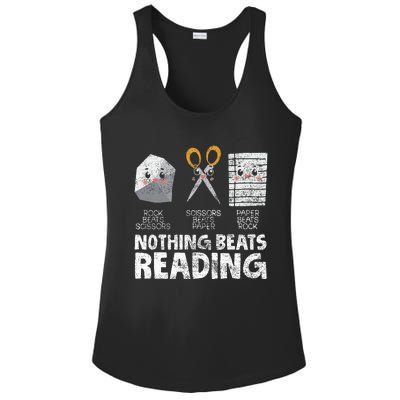 Rock Paper Scissor Reading Book Reading Teacher Bookworm Ladies PosiCharge Competitor Racerback Tank