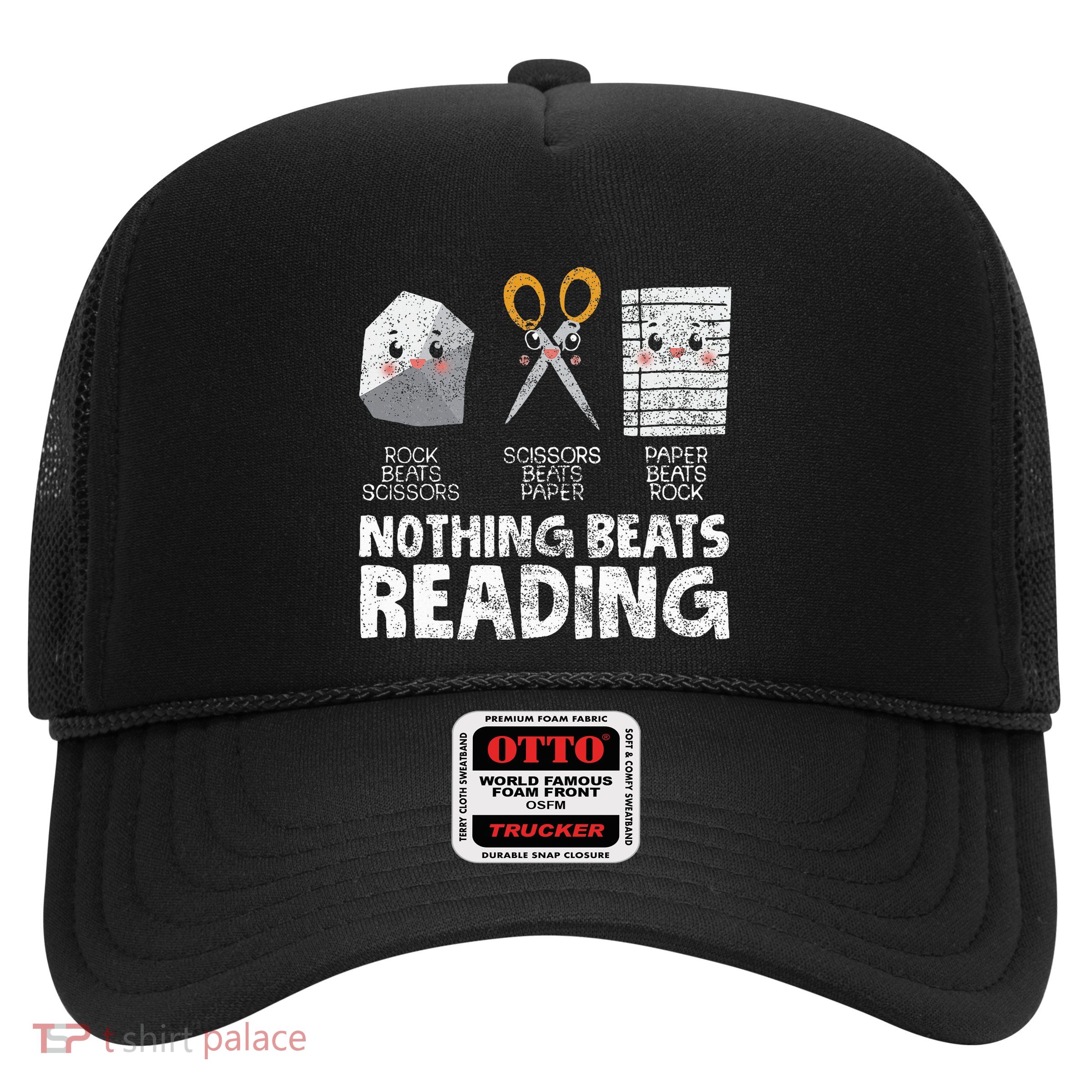 Rock Paper Scissor Reading Book Reading Teacher Bookworm Trucker Hat