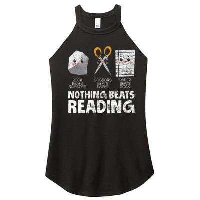 Rock Paper Scissor Reading Book Reading Teacher Bookworm Women's Perfect Tri Rocker Tank