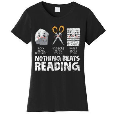 Rock Paper Scissor Reading Book Reading Teacher Bookworm Women's T-Shirt