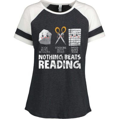 Rock Paper Scissor Reading Book Reading Teacher Bookworm Enza Ladies Jersey Colorblock Tee