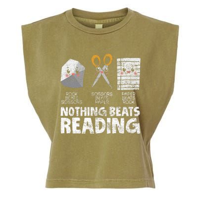 Rock Paper Scissor Reading Book Reading Teacher Bookworm Garment-Dyed Women's Muscle Tee