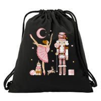 Retro Pink Sugar Plum Fairy Nutcracker Christmas Cute Xmas Drawstring Bag