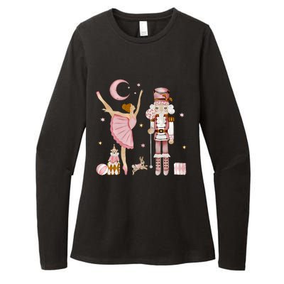 Retro Pink Sugar Plum Fairy Nutcracker Christmas Cute Xmas Womens CVC Long Sleeve Shirt