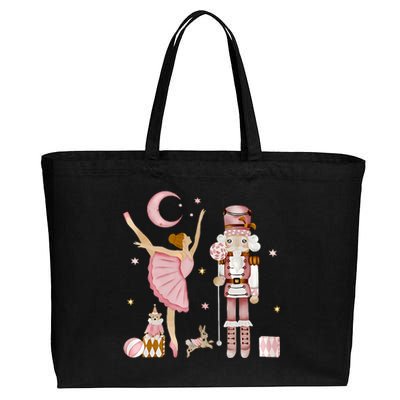 Retro Pink Sugar Plum Fairy Nutcracker Christmas Cute Xmas Cotton Canvas Jumbo Tote