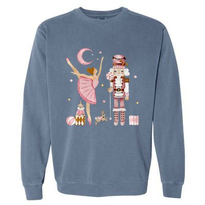 Retro Pink Sugar Plum Fairy Nutcracker Christmas Garment-Dyed Sweatshirt