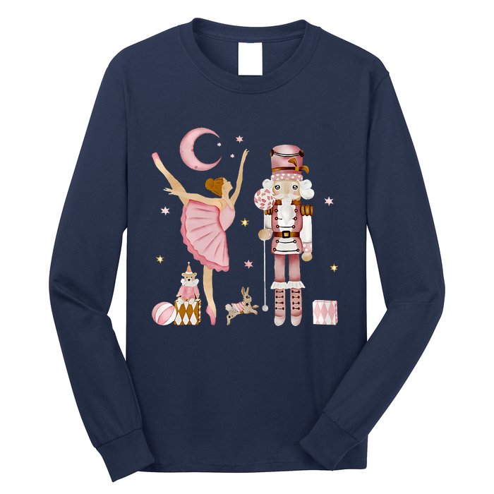 Retro Pink Sugar Plum Fairy Nutcracker Christmas Long Sleeve Shirt