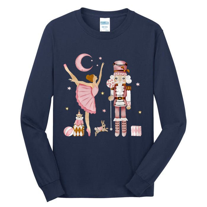 Retro Pink Sugar Plum Fairy Nutcracker Christmas Tall Long Sleeve T-Shirt