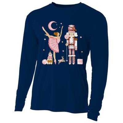 Retro Pink Sugar Plum Fairy Nutcracker Christmas Cooling Performance Long Sleeve Crew