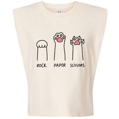 Rock Paper Scissors Hand Game Cute Paw Funny Cat Garment-Dyed Women's Muscle Tee