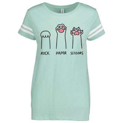 Rock Paper Scissors Hand Game Cute Paw Funny Cat Enza Ladies Jersey Football T-Shirt