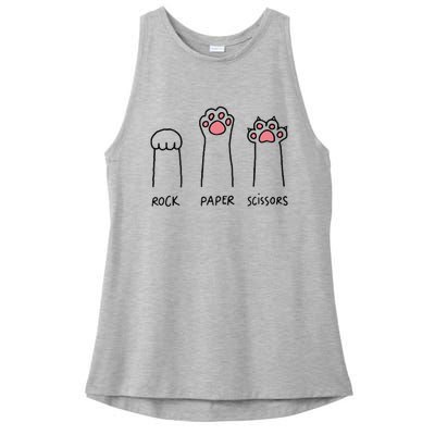 Rock Paper Scissors Hand Game Cute Paw Funny Cat Ladies PosiCharge Tri-Blend Wicking Tank