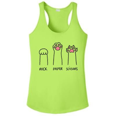 Rock Paper Scissors Hand Game Cute Paw Funny Cat Ladies PosiCharge Competitor Racerback Tank