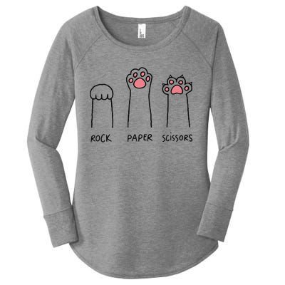 Rock Paper Scissors Hand Game Cute Paw Funny Cat Women's Perfect Tri Tunic Long Sleeve Shirt