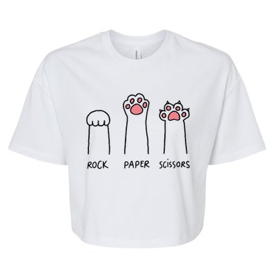 Rock Paper Scissors Hand Game Cute Paw Funny Cat Bella+Canvas Jersey Crop Tee