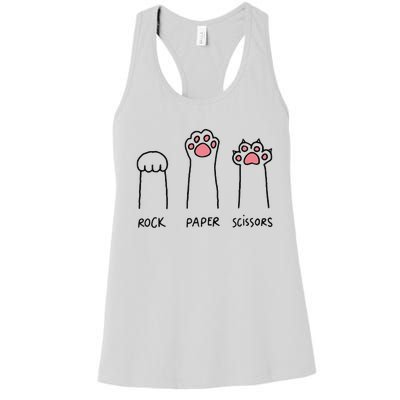 Rock Paper Scissors Hand Game Cute Paw Funny Cat Women's Racerback Tank