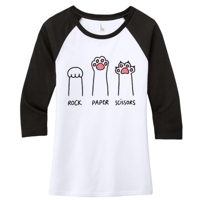 Rock Paper Scissors Hand Game Cute Paw Funny Cat Women's Tri-Blend 3/4-Sleeve Raglan Shirt