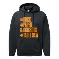 Rock Paper Scissors Table Saw Funny Carpenter Hoodie Performance Fleece Hoodie