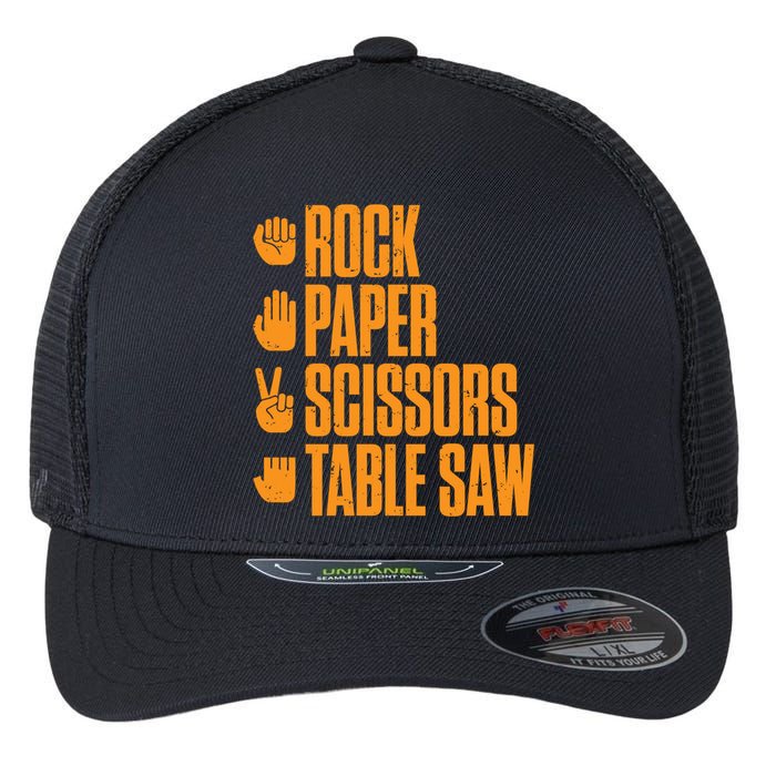 Rock Paper Scissors Table Saw Funny Carpenter Hoodie Flexfit Unipanel Trucker Cap