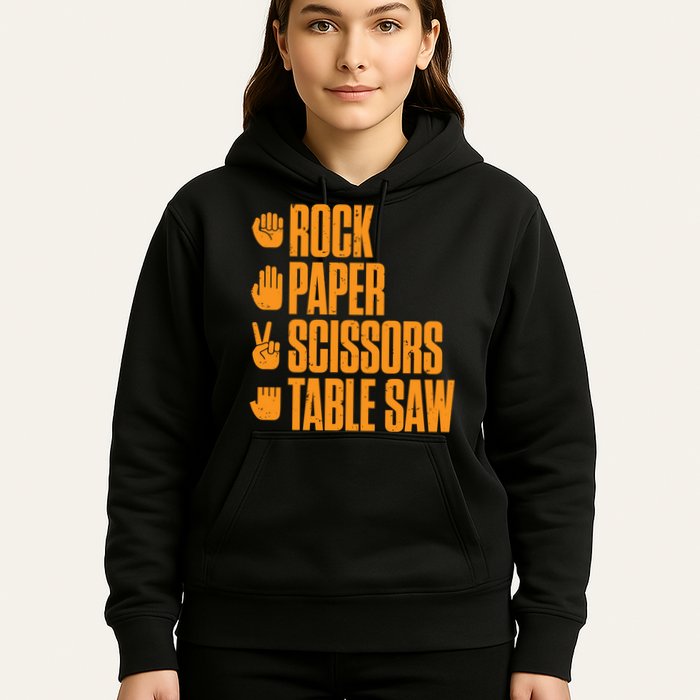 Rock Paper Scissors Table Saw Funny Carpenter Hoodie Hoodie