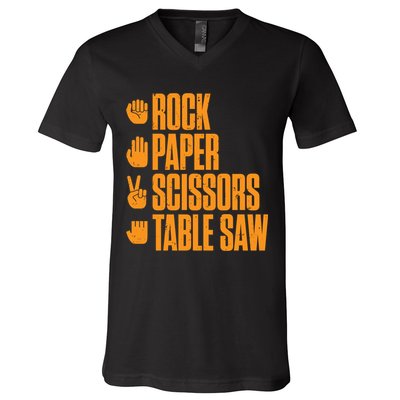 Rock Paper Scissors Table Saw Funny Carpenter Hoodie V-Neck T-Shirt