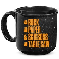 Rock Paper Scissors Table Saw Funny Carpenter Hoodie 15oz Campfire Ceramic Mug