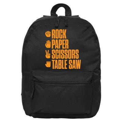 Rock Paper Scissors Table Saw Funny Carpenter Hoodie 16 in Basic Backpack