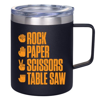 Rock Paper Scissors Table Saw Funny Carpenter Hoodie 12oz Stainless Steel Coffee Mug
