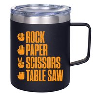 Rock Paper Scissors Table Saw Funny Carpenter Hoodie 12oz Stainless Steel Coffee Mug