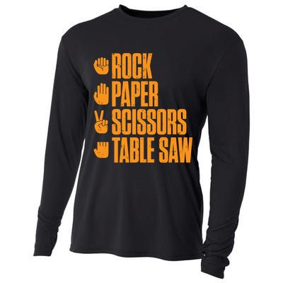 Rock Paper Scissors Table Saw Funny Carpenter Hoodie Cooling Performance Long Sleeve Crew