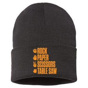 Rock Paper Scissors Table Saw Funny Carpenter Hoodie Sustainable Knit Beanie