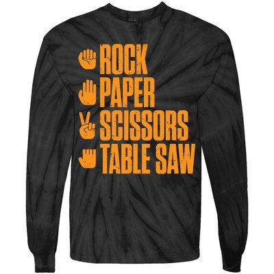 Rock Paper Scissors Table Saw Funny Carpenter Hoodie Tie-Dye Long Sleeve Shirt