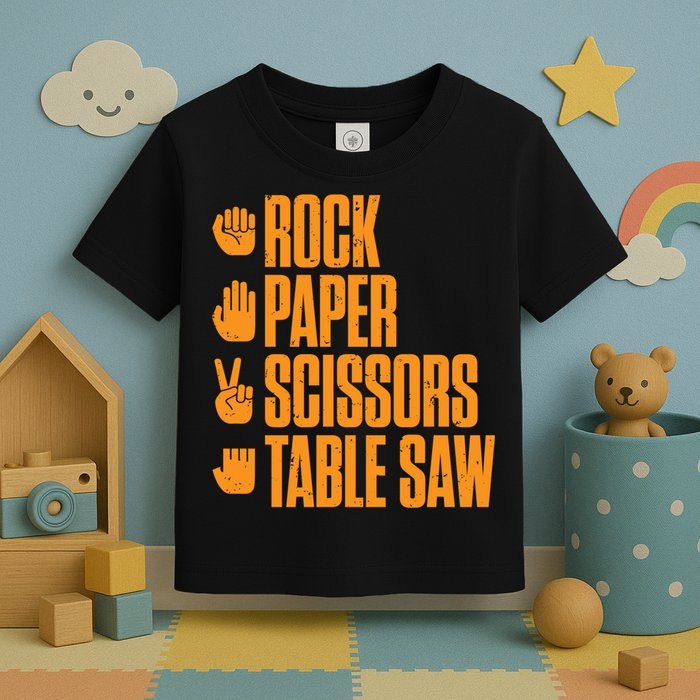 Rock Paper Scissors Table Saw Funny Carpenter Hoodie Toddler T-Shirt