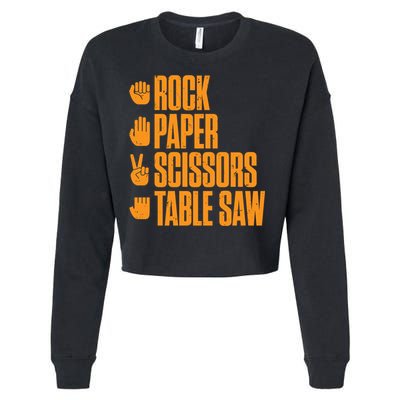 Rock Paper Scissors Table Saw Funny Carpenter Hoodie Cropped Pullover Crew