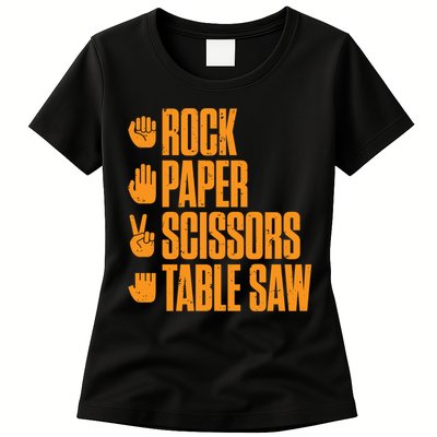 Rock Paper Scissors Table Saw Funny Carpenter Hoodie Womens T-Shirt