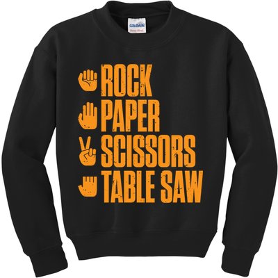 Rock Paper Scissors Table Saw Funny Carpenter Hoodie Kids Sweatshirt