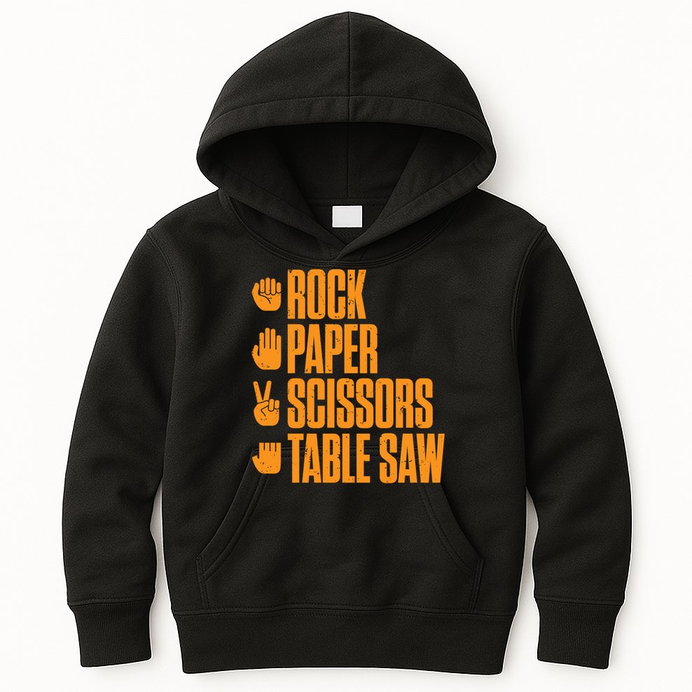 Rock Paper Scissors Table Saw Funny Carpenter Hoodie Kids Hoodie