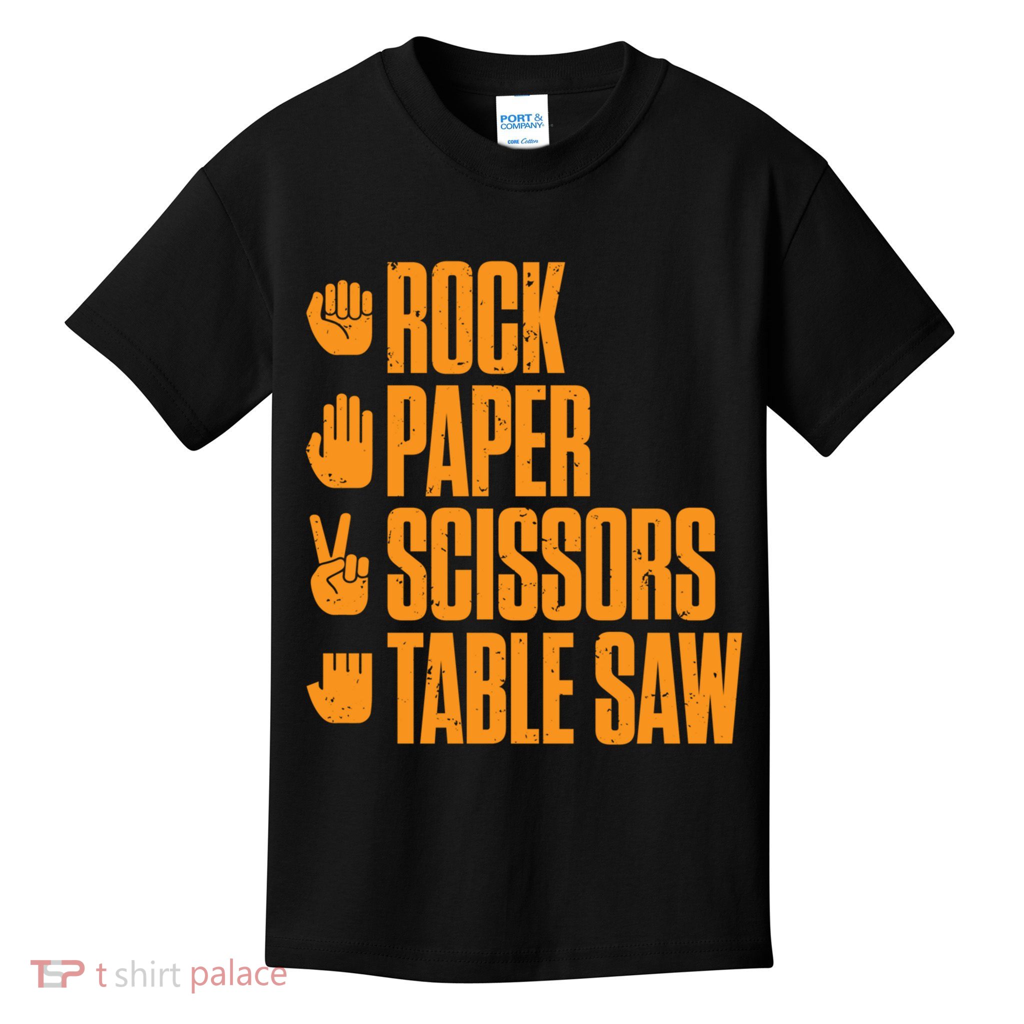 Rock Paper Scissors Table Saw Funny Carpenter Hoodie Kids T-Shirt