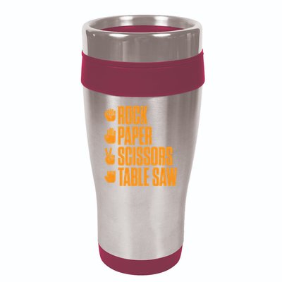 Rock Paper Scissors Table Saw Funny Carpenter Hoodie 16oz Travel Tumbler