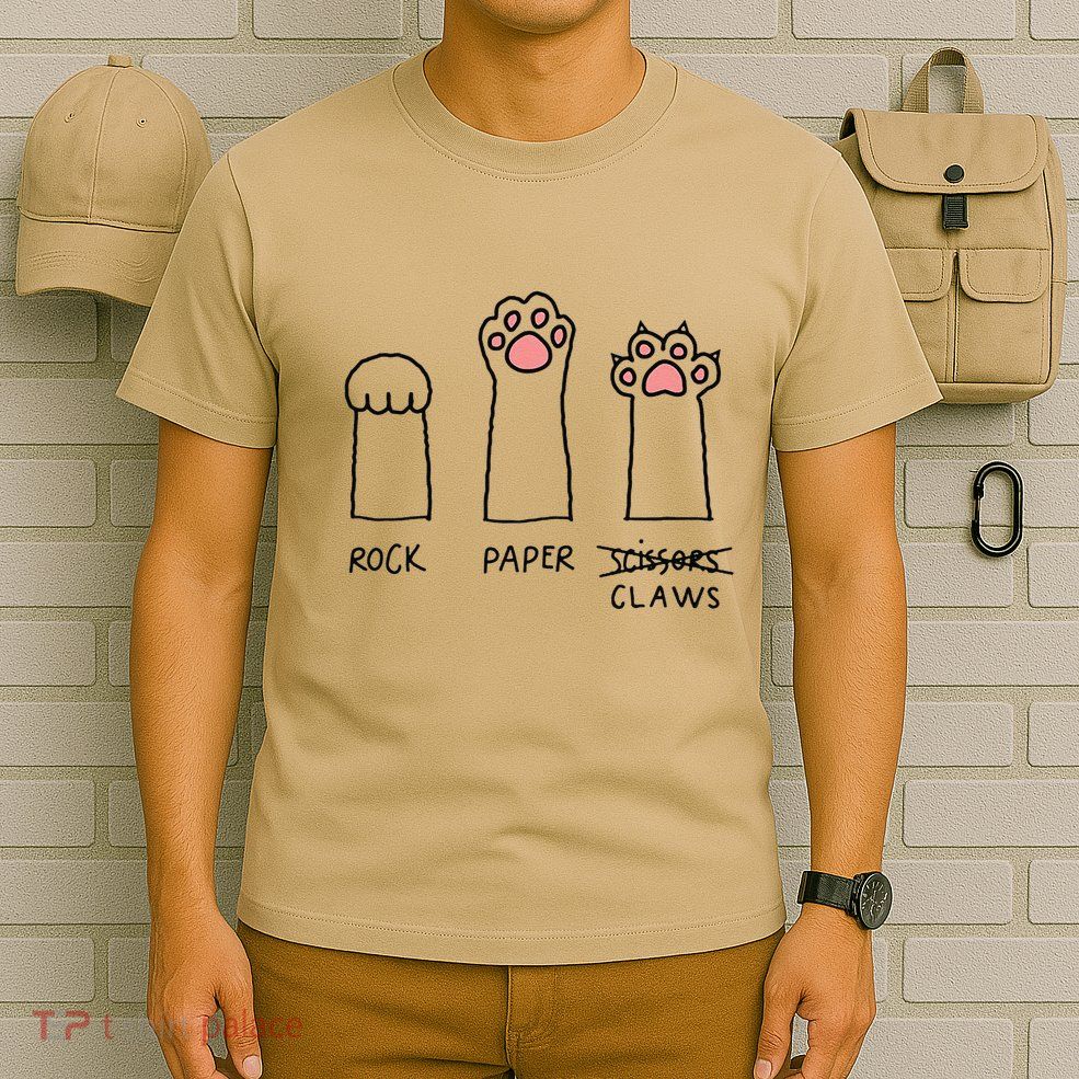 Rock Paper Scissors Funny Cat Paw For Animal Lovers T-Shirt