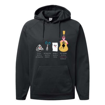 Rock Paper Scissors Guitar Fighting Cute Breast Cancer Gifts Performance Fleece Hoodie