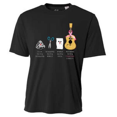 Rock Paper Scissors Guitar Fighting Cute Breast Cancer Gifts Cooling Performance Crew T-Shirt