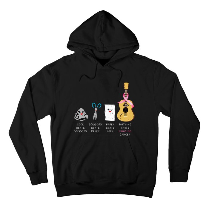 Rock Paper Scissors Guitar Fighting Cute Breast Cancer Gifts Hoodie