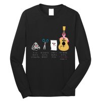 Rock Paper Scissors Guitar Fighting Cute Breast Cancer Gifts Long Sleeve Shirt