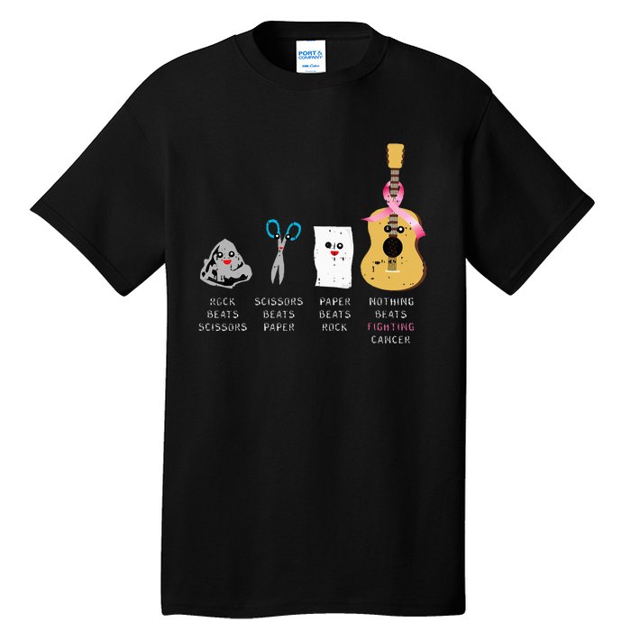 Rock Paper Scissors Guitar Fighting Cute Breast Cancer Gifts Tall T-Shirt