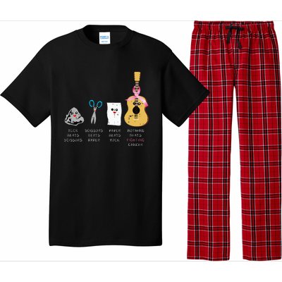 Rock Paper Scissors Guitar Fighting Cute Breast Cancer Gifts Pajama Set