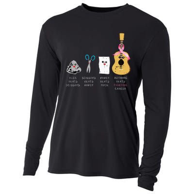 Rock Paper Scissors Guitar Fighting Cute Breast Cancer Gifts Cooling Performance Long Sleeve Crew