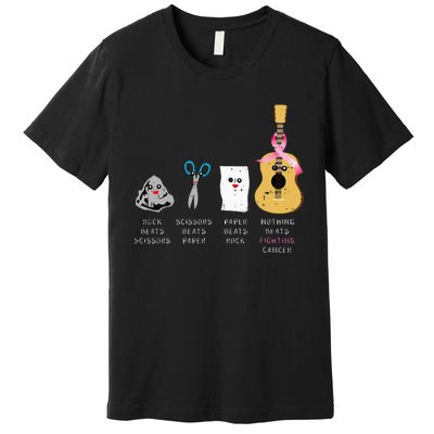 Rock Paper Scissors Guitar Fighting Cute Breast Cancer Gifts Premium T-Shirt