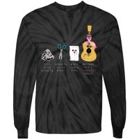 Rock Paper Scissors Guitar Fighting Cute Breast Cancer Gifts Tie-Dye Long Sleeve Shirt